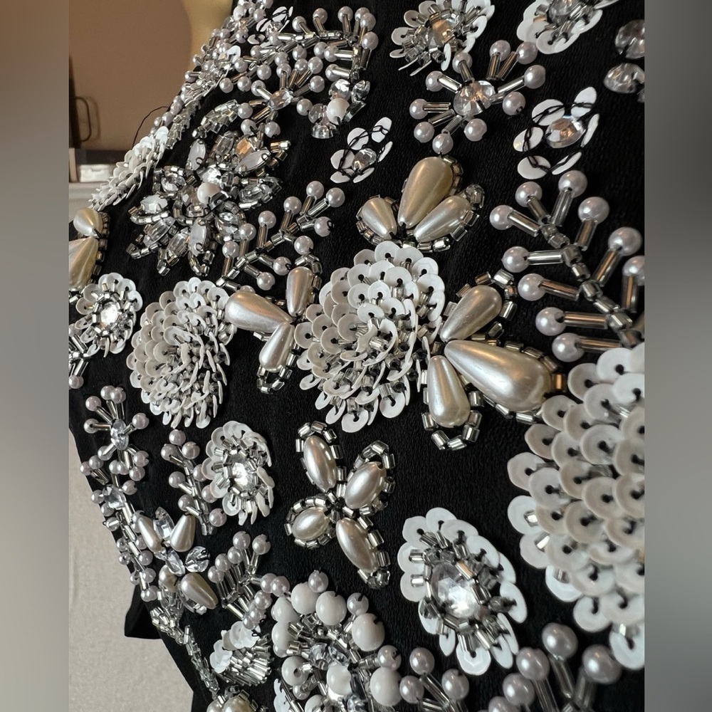 Aidan Mattox Embellished Black Midi Formal Dress or Short Kaftan in Size…​​ - Picture 2 of 16